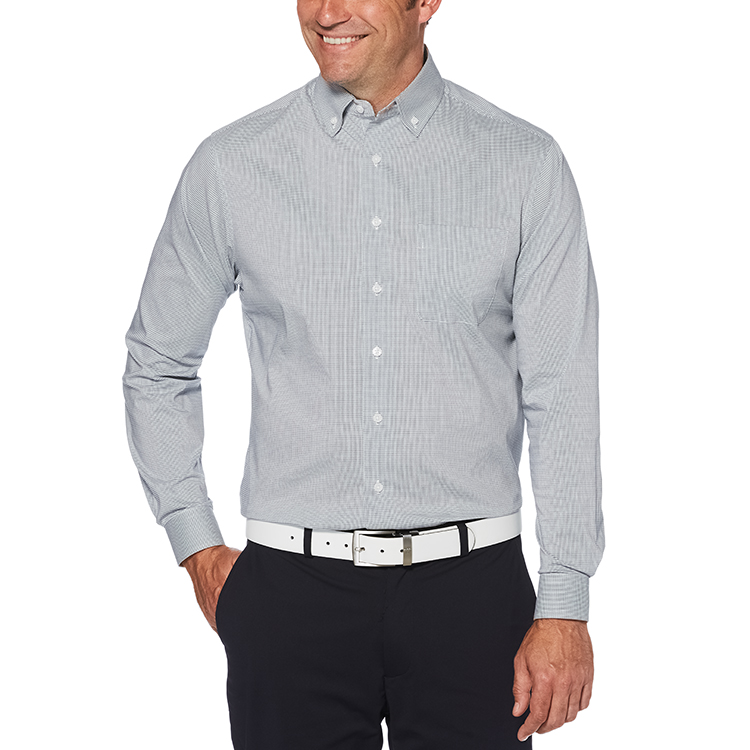 Perry Ellis Mini Grid Woven Shirt**